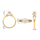 Rosec Jewels-2.50 CT Freshwater Pearl and Diamond Engagement Ring with Split Shank