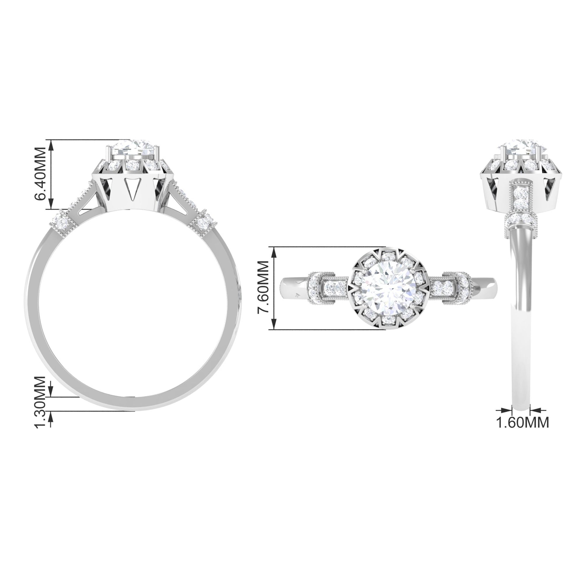 Rosec Jewels-Vintage Style Cubic Zirconia Engagement Ring