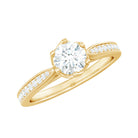 Rosec Jewels-Lotus Basket Set Cubic Zirconia Engagement Ring with Side Stones