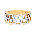 Round and Baguette Cut Zircon Classic Wedding Band Ring AAAA - Rosec Jewels