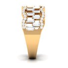 Round and Baguette Cut Zircon Classic Wedding Band Ring AAAA - Rosec Jewels