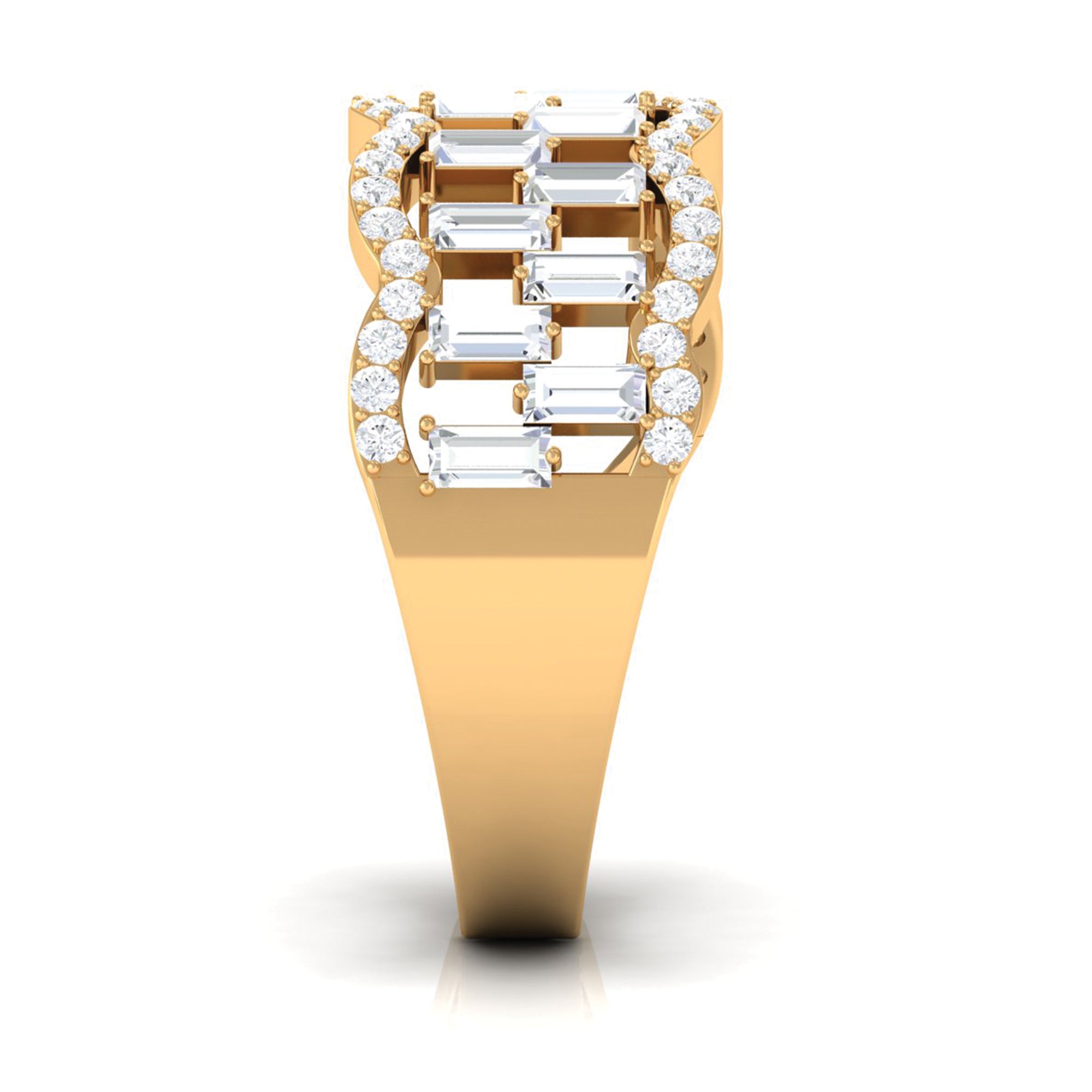 Round and Baguette Cut Zircon Classic Wedding Band Ring AAAA - Rosec Jewels