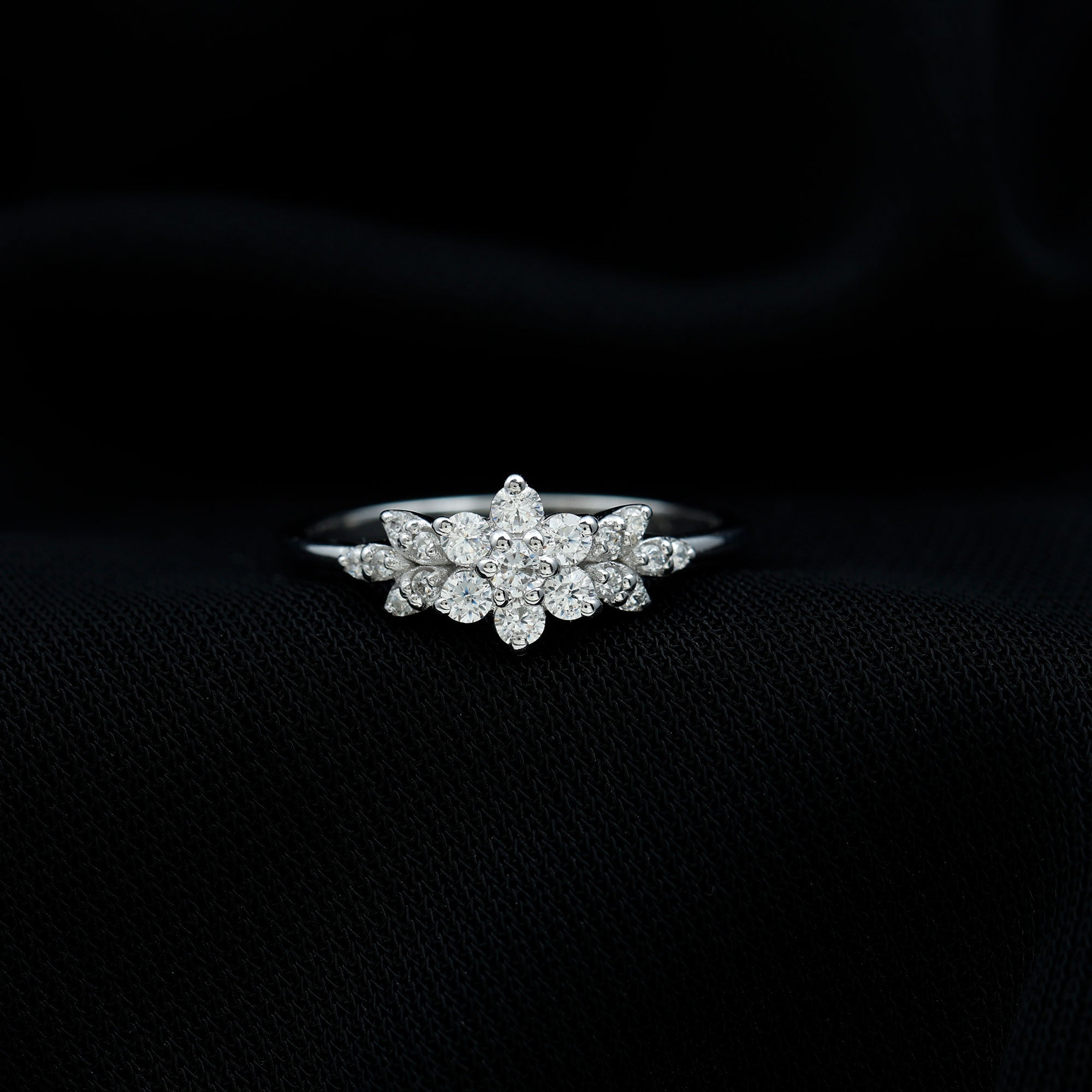 Cubic Zirconia Flower Cluster Engagement Ring AAAA - Rosec Jewels