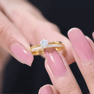 Rosec Jewels-Simple Cubic Zirconia Solitaire Wedding Ring Set for Women