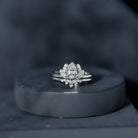 Certified Zircon Lotus Floral Bridal Wedding Ring Set AAAA - Rosec Jewels
