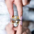 Certified Zircon Lotus Floral Bridal Wedding Ring Set AAAA - Rosec Jewels