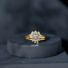 Certified Zircon Lotus Floral Bridal Wedding Ring Set AAAA - Rosec Jewels