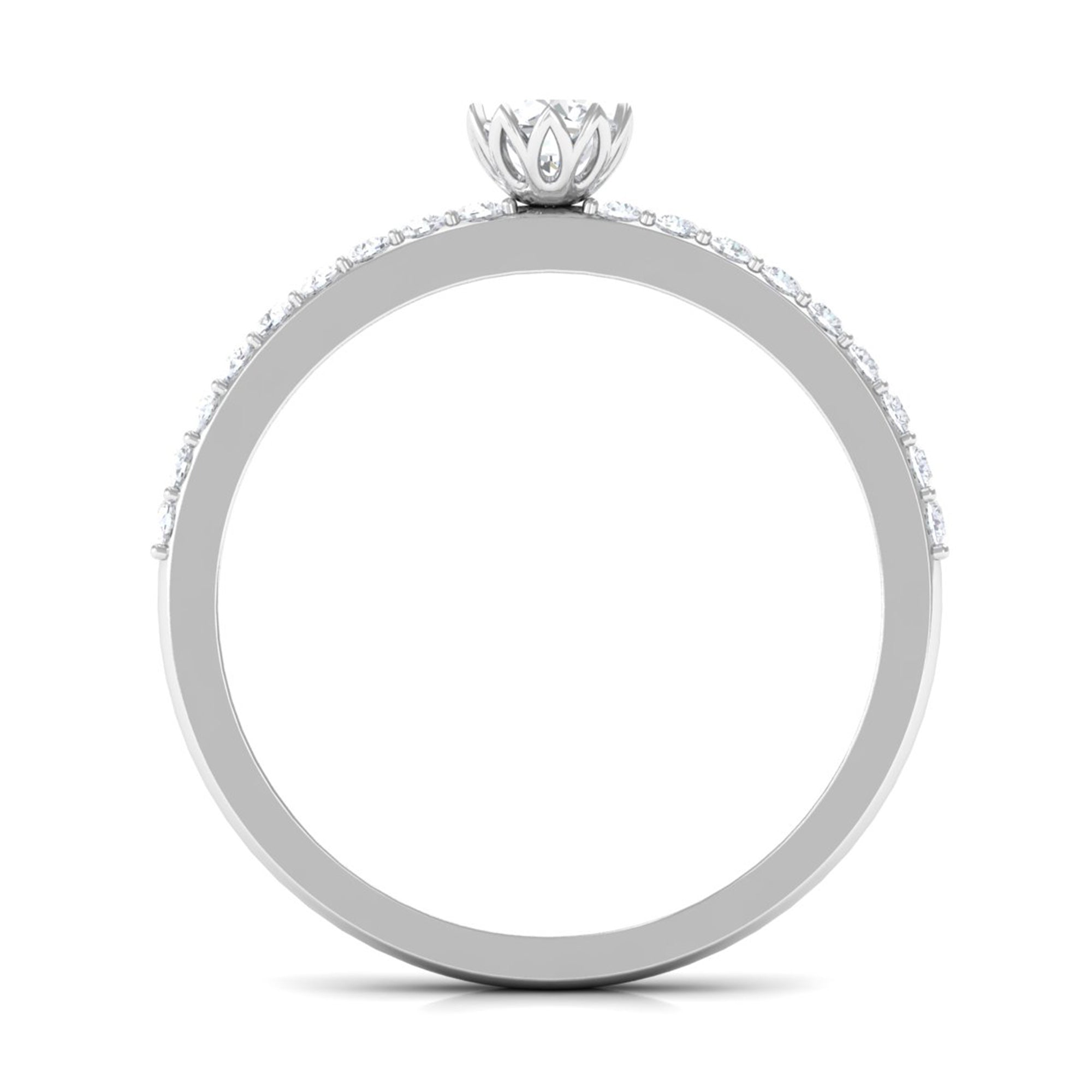 3/4 CT Lotus Basket Set Solitaire Cubic Zirconia Engagement Ring AAAA - Rosec Jewels