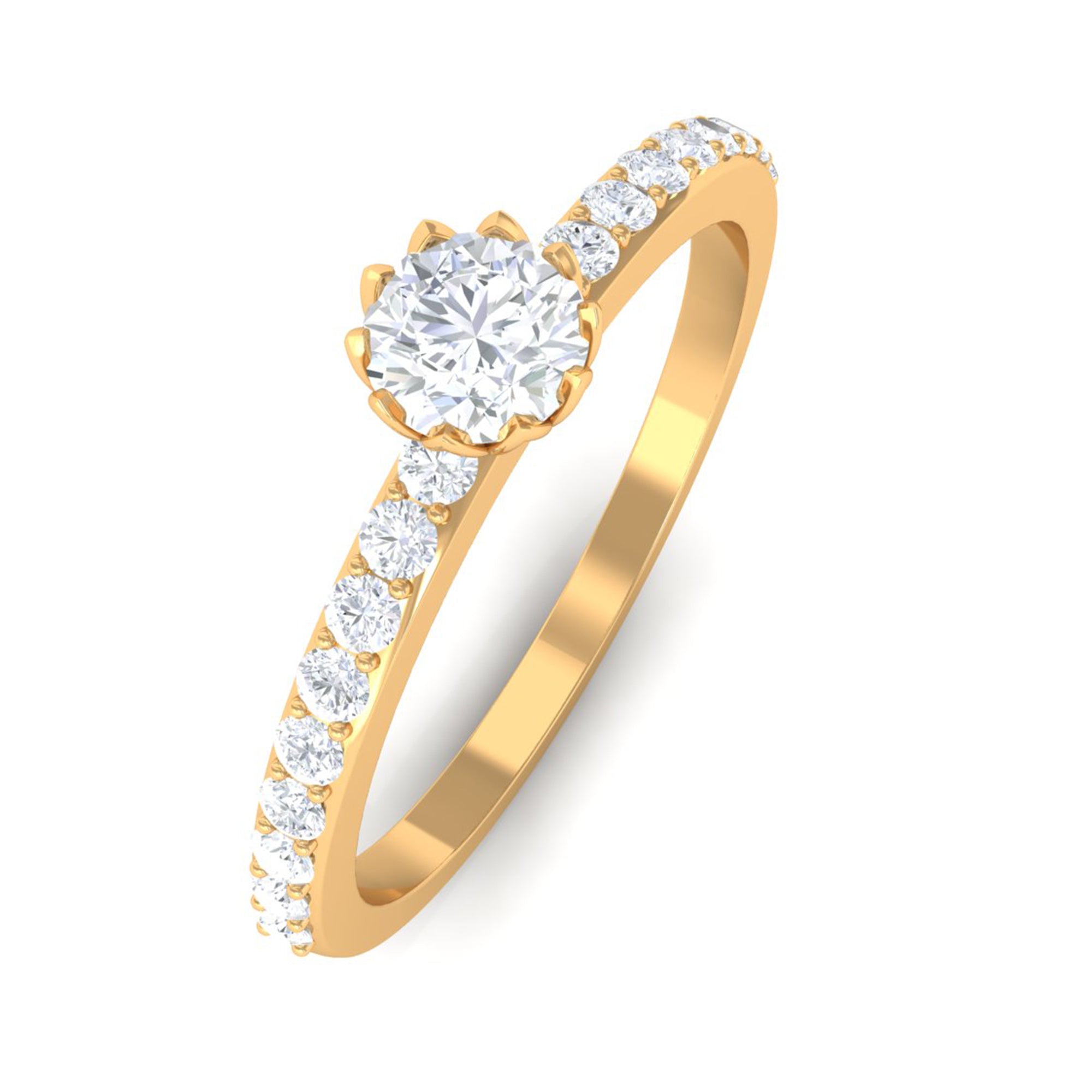 3/4 CT Lotus Basket Set Solitaire Cubic Zirconia Engagement Ring AAAA - Rosec Jewels