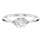 1/2 CT Round Solitaire Zircon Crossover Engagement Ring AAAA - Rosec Jewels