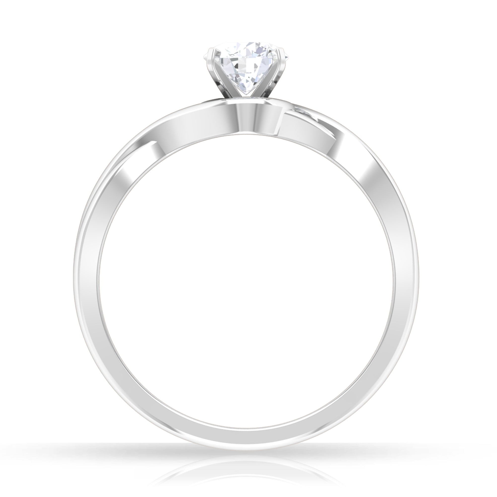 1/2 CT Round Solitaire Zircon Crossover Engagement Ring AAAA - Rosec Jewels