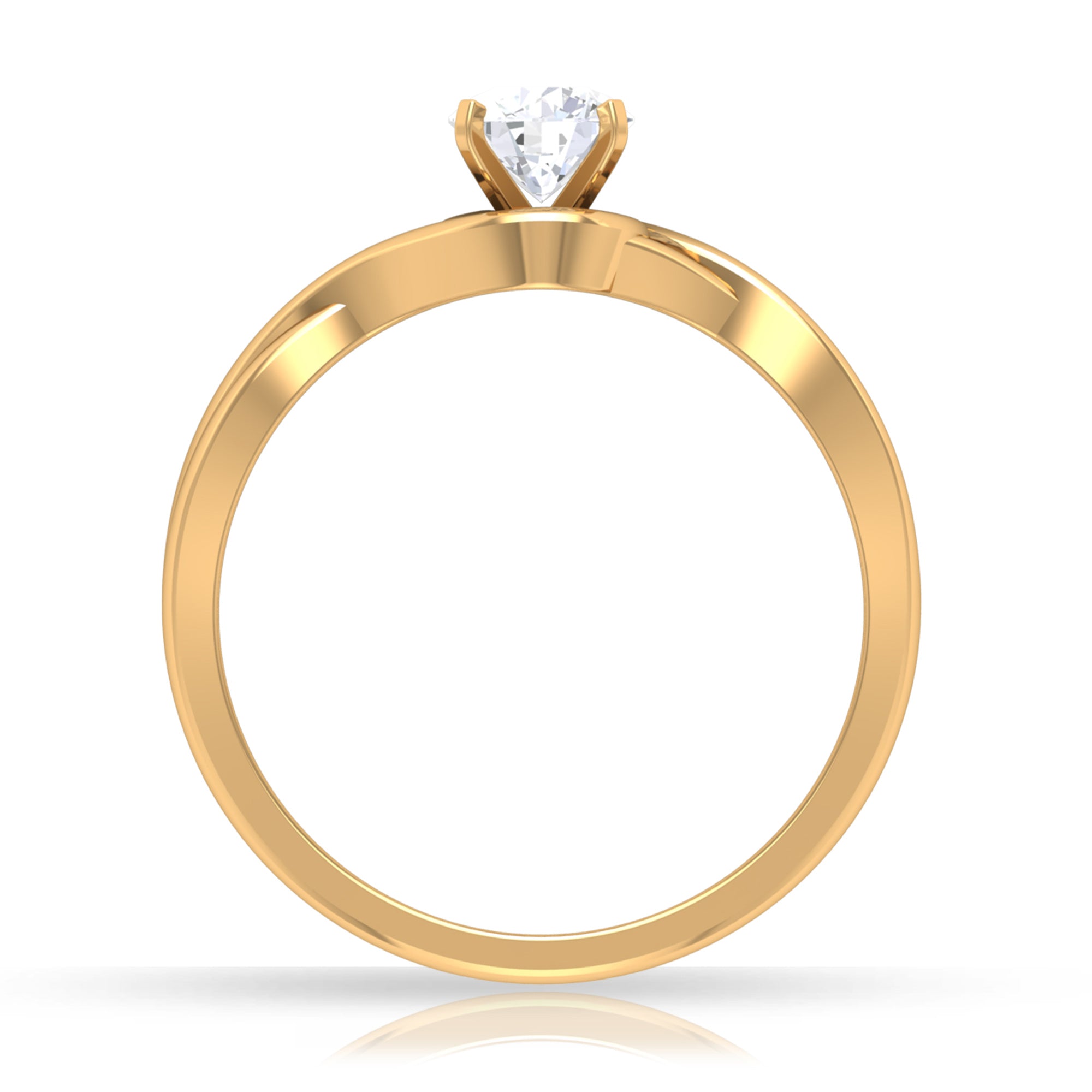 1/2 CT Round Solitaire Zircon Crossover Engagement Ring AAAA - Rosec Jewels