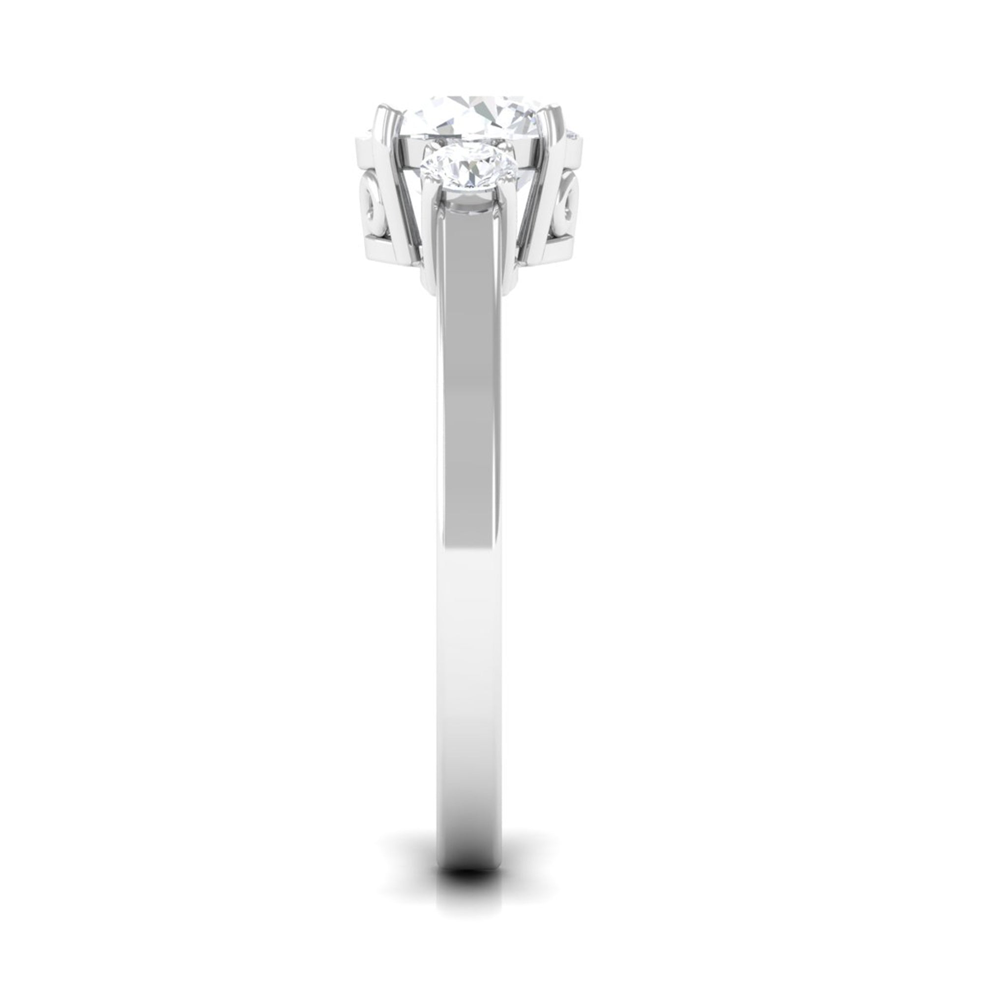 Round Cubic Zirconia Three Stone Engagement Ring AAAA - Rosec Jewels