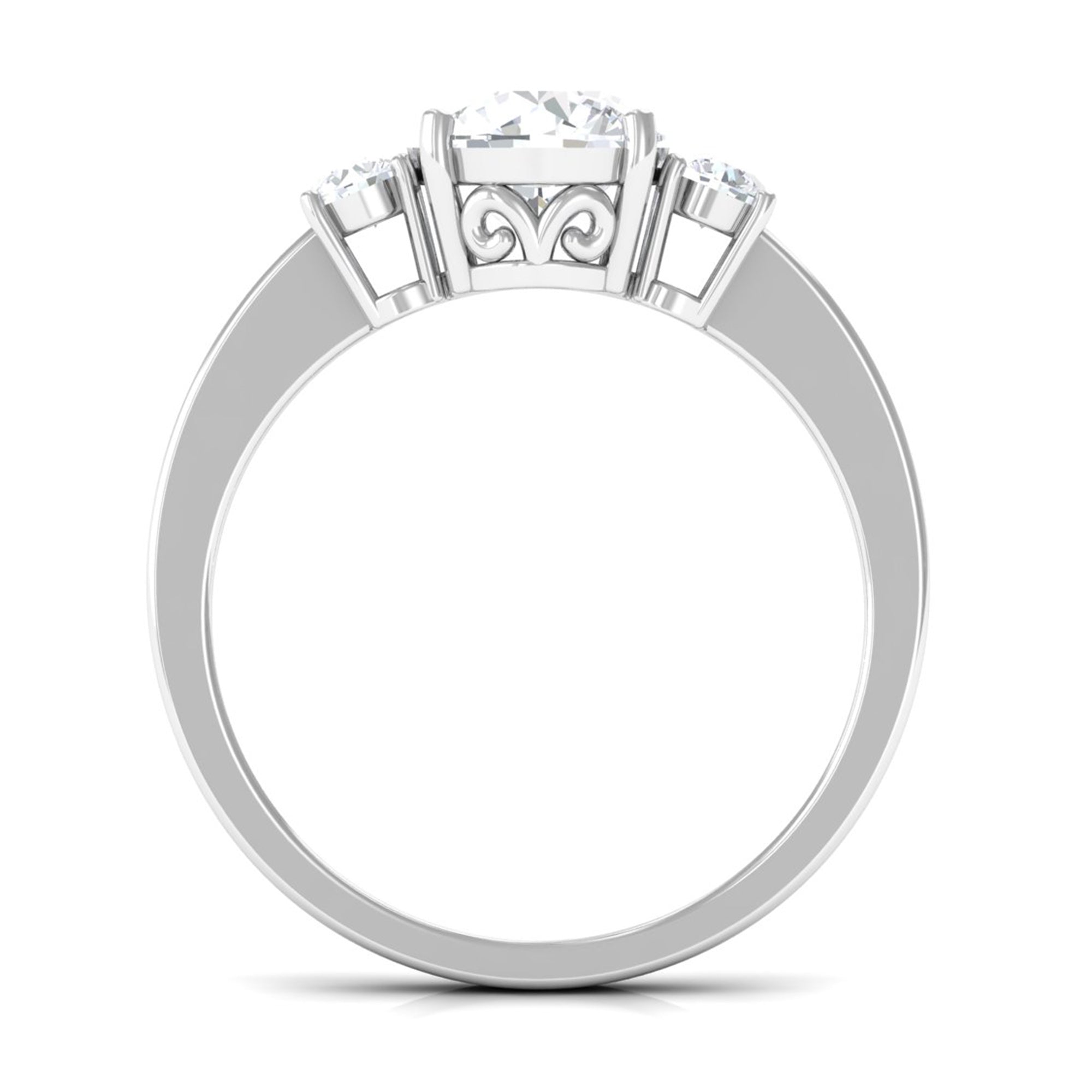 Round Cubic Zirconia Three Stone Engagement Ring AAAA - Rosec Jewels