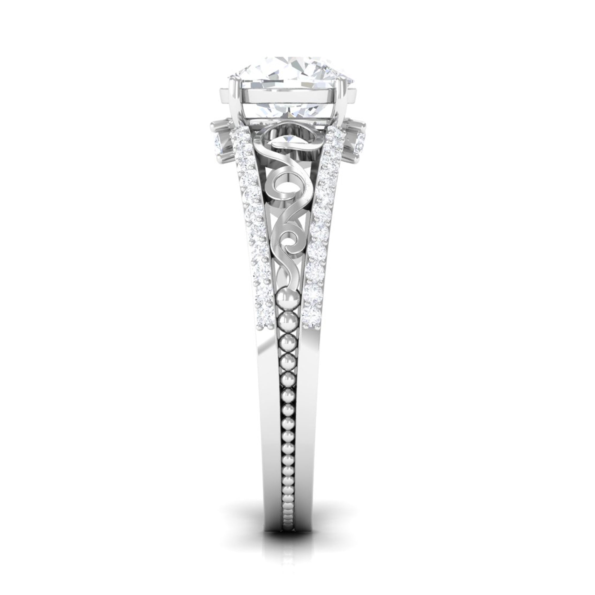 Solitaire 1 Carat Cubic Zirconia Vintage Looking Engagement Ring AAAA - Rosec Jewels