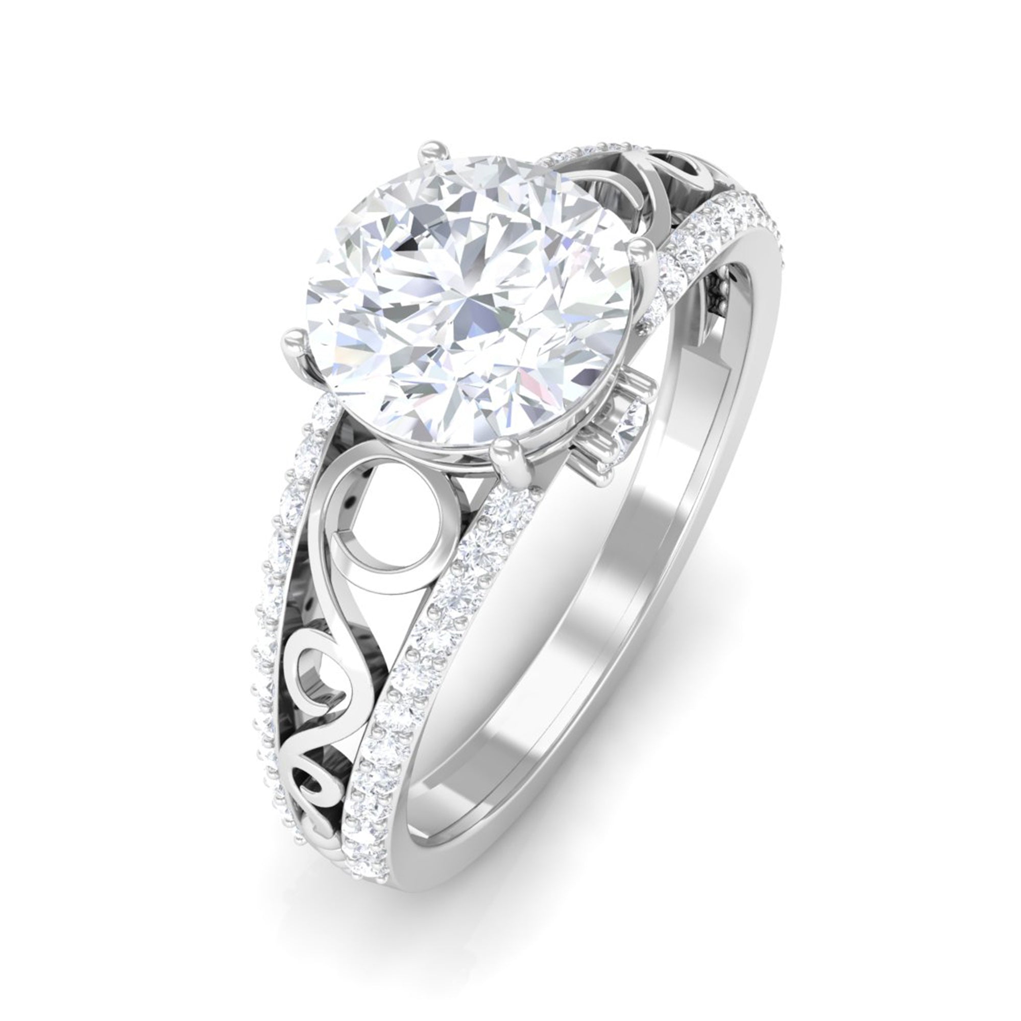 Solitaire 1 Carat Cubic Zirconia Vintage Looking Engagement Ring AAAA - Rosec Jewels