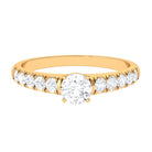 1 CT Round Cubic Zirconia Side Stone Engagement Ring AAAA - Rosec Jewels