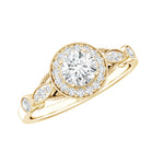 Antique Inspired Zircon Halo Engagement Ring AAAA - Rosec Jewels