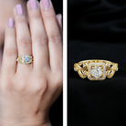 Zircon Vintage Inspired Halo Engagement Ring AAAA - Rosec Jewels
