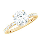 2.75 CT Zircon Solitaire Engagement Ring with Side Stones AAAA - Rosec Jewels