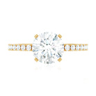 2.75 CT Zircon Solitaire Engagement Ring with Side Stones AAAA - Rosec Jewels