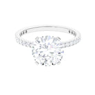 4.75 CT Zircon Solitaire Engagement Ring with Side Stones AAAA - Rosec Jewels