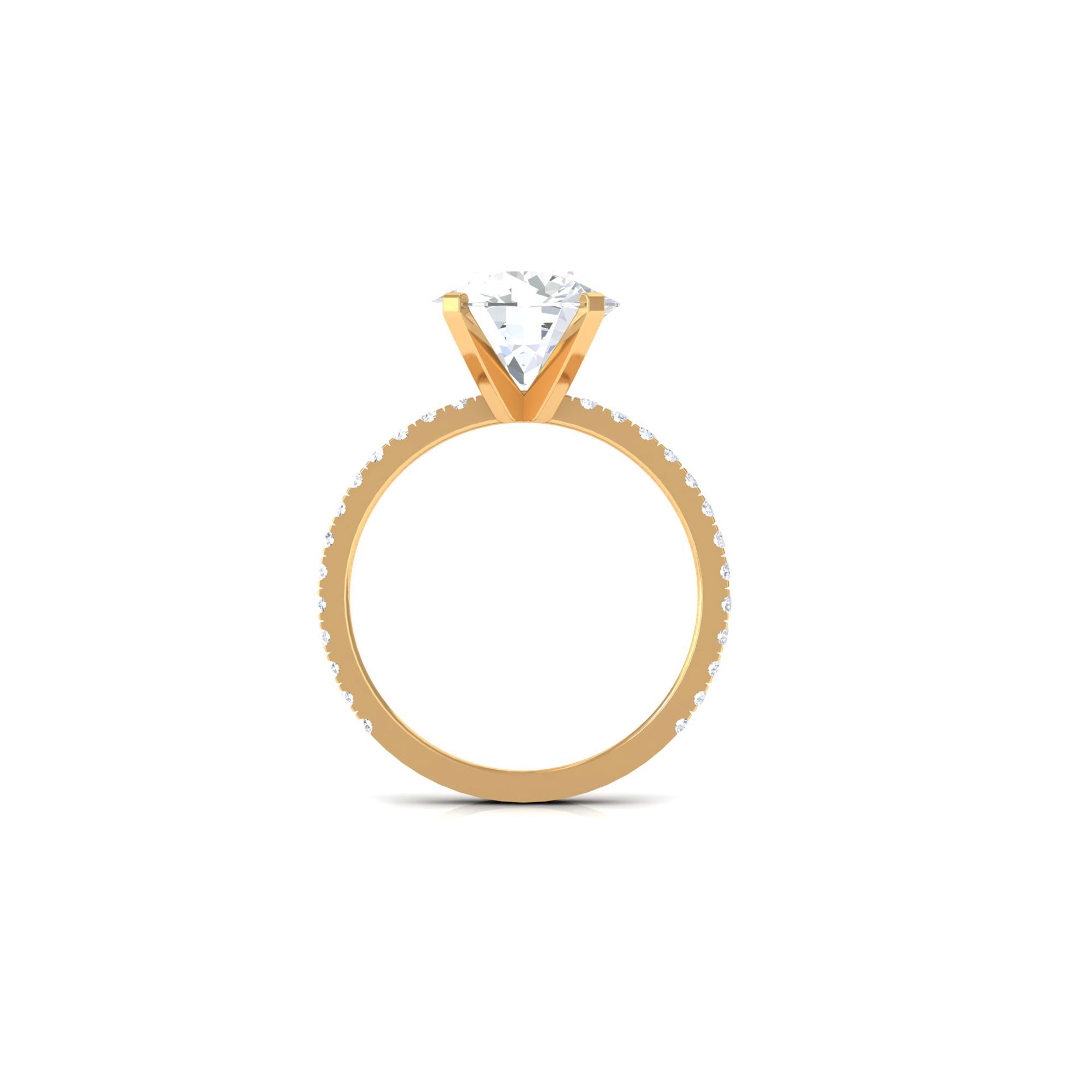 4.75 CT Zircon Solitaire Engagement Ring with Side Stones AAAA - Rosec Jewels