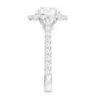 Zircon Round Engagement Ring with Floating Halo and Side Stones AAAA - Rosec Jewels