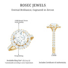Zircon Round Engagement Ring with Floating Halo and Side Stones AAAA - Rosec Jewels