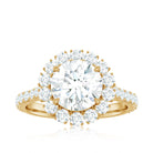 Zircon Round Engagement Ring with Floating Halo and Side Stones AAAA - Rosec Jewels