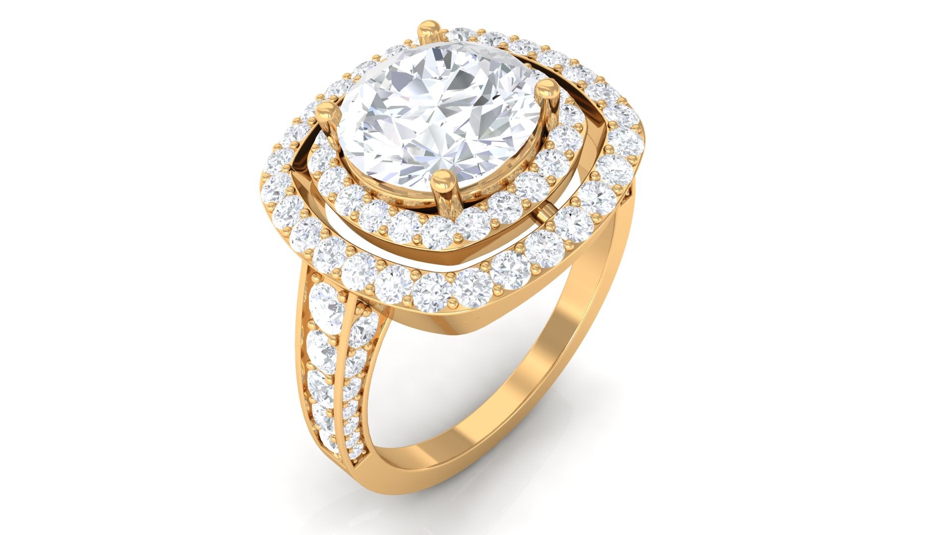 Cubic Zirconia Double Halo Engagement Ring AAAA - Rosec Jewels