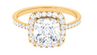 4.25 CT Cushion Cut Zircon Engagement Ring with Halo AAAA - Rosec Jewels