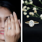 1.2 Carat Cubic Zirconia Oval Halo Engagement Ring for Women AAAA - Rosec Jewels