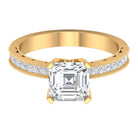 Asscher Cut Zircon Solitaire Engagement Ring AAAA - Rosec Jewels