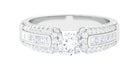 Certified Cubic Zirconia Statement Engagement Ring AAAA - Rosec Jewels