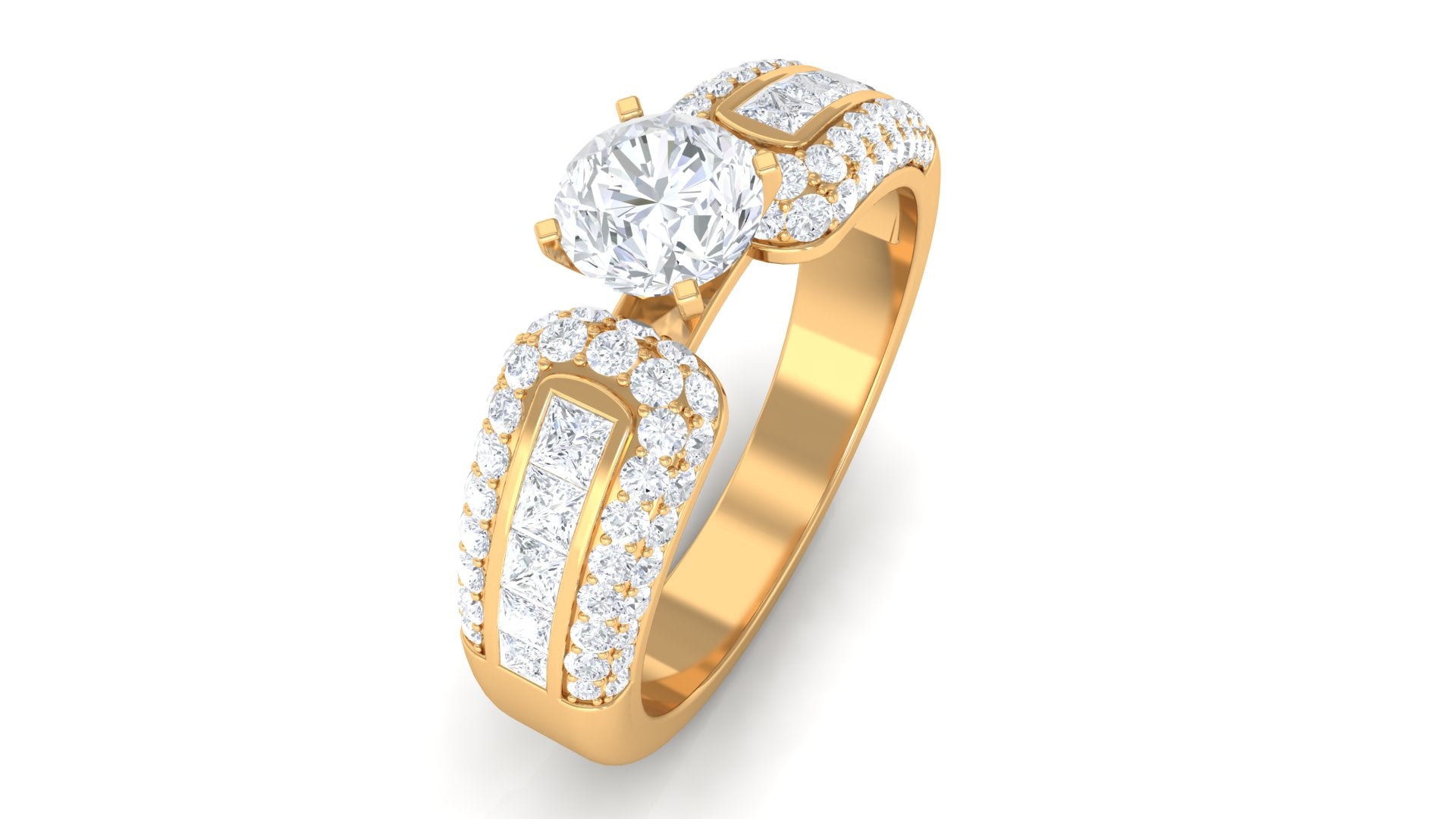 Certified Cubic Zirconia Statement Engagement Ring AAAA - Rosec Jewels