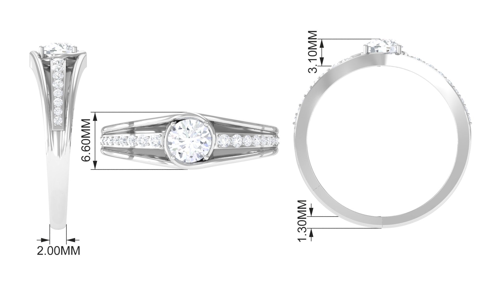 Cubic Zirconia Solitaire Band Ring AAAA - Rosec Jewels