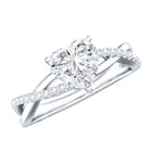 Zircon Crossover Solitaire Engagement Ring AAAA - Rosec Jewels