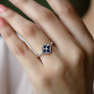 1/2 CT Blue Sapphire Cluster Ring with Diamond Accent AAA - Rosec Jewels