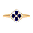 1/2 CT Blue Sapphire Cluster Ring with Diamond Accent AAA - Rosec Jewels