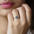 1/2 CT Blue Sapphire Cluster Ring with Diamond Accent AAA - Rosec Jewels
