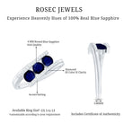 Real Blue Sapphire 3 Stone Promise Ring with Diamond Bypass Shank AAA - Rosec Jewels
