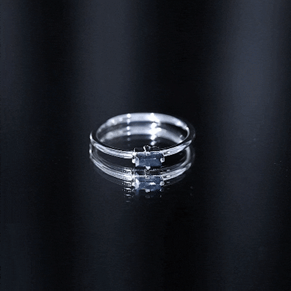 Rosec Jewels-Natural Baguette Blue Sapphire Promise Ring for Women