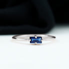 2.5X5 MM Baguette Cut Blue Sapphire Solitaire Ring in 4 Prong Diagonal Setting Blue Sapphire - ( AAA ) - Quality - Rosec Jewels