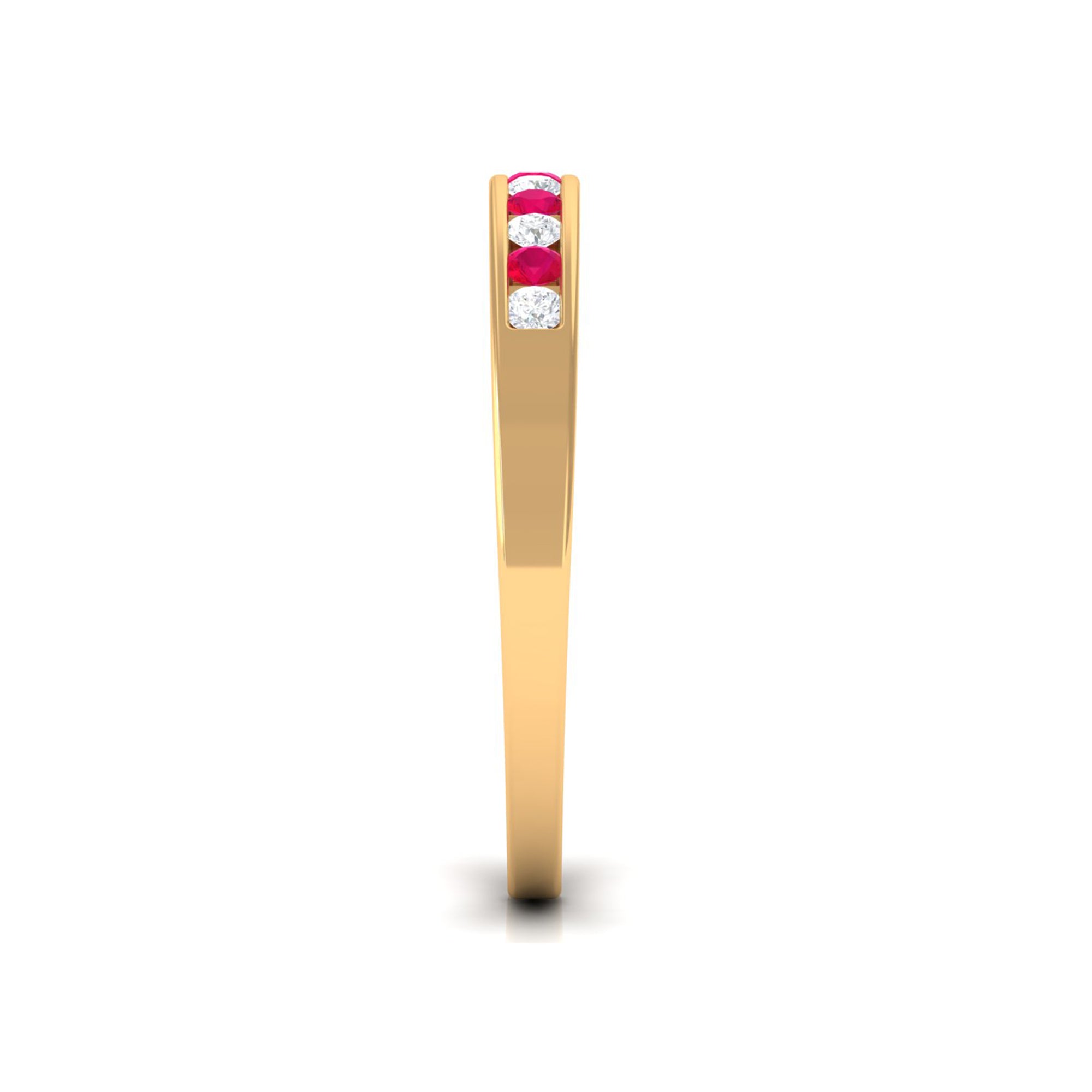 Minimal Ruby Diamond Ring in Channel Set AAA - Rosec Jewels