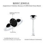 Natural Black Onyx Three Stone Engagement Ring AAA - Rosec Jewels