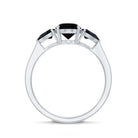 Natural Black Onyx Three Stone Engagement Ring AAA - Rosec Jewels