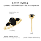 Natural Black Onyx Three Stone Engagement Ring AAA - Rosec Jewels