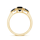 Natural Black Onyx Three Stone Engagement Ring AAA - Rosec Jewels