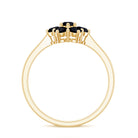 Rosec Jewels-Genuine Black Onyx Flower Engagement Ring With Certificate